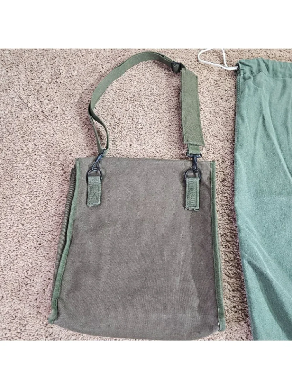 US Army Canvas Laundry Bag and Personal Effects Shoulder Pouch Lot Vintage 80s